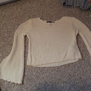 Scalloped bell sleeve sweater